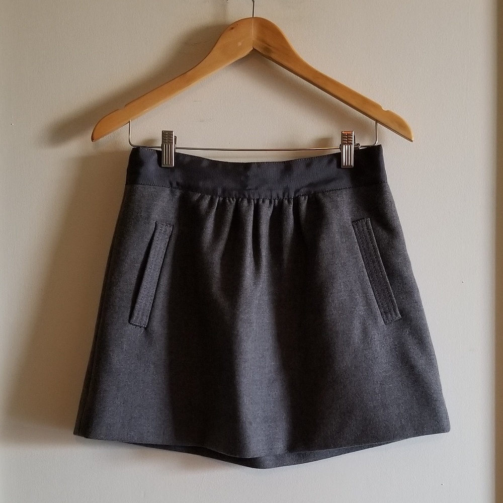 J Crew Grey Wool Mini Skirt